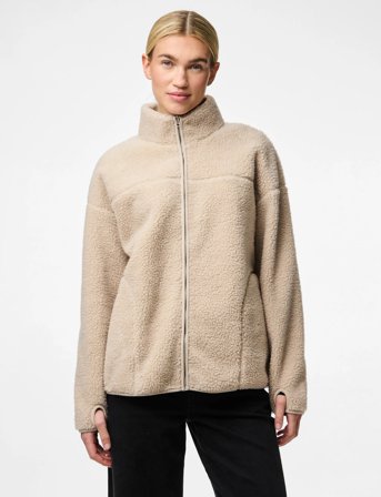 Pieces Pcsadia Ls Teddy Jacket Noos Bc - Beige - L