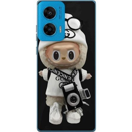 Kompatibelt Mobildeksel til Motorola Motorola G96 Stilig designerfigur med kamera og streetwear, leken samlerfigur i trendy urban estetikk og minimali