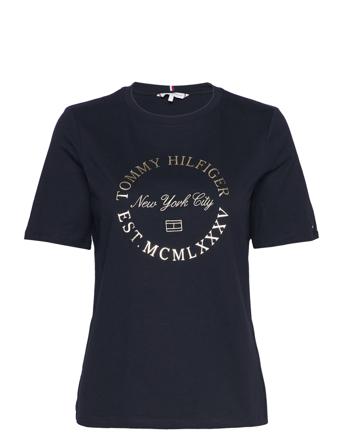 Reg Metallic Roundall C-Nk Ss T-shirt Top Navy Tommy Hilfiger