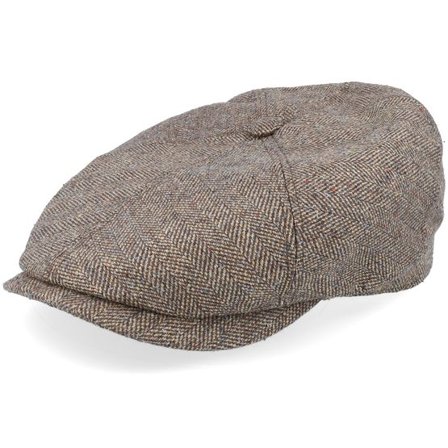 Stetson - Brun flatcap Keps - 6-panel Cap Silk Brown Herringbone Flat Cap @ Hatstore