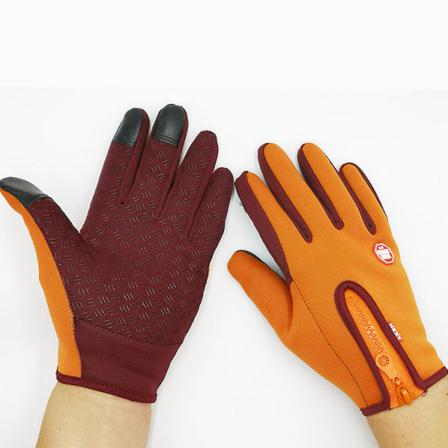 Kvinnor Män Cykelhandskar Utomhus Varma Vindtäta Touch Screen Handskar Orange L