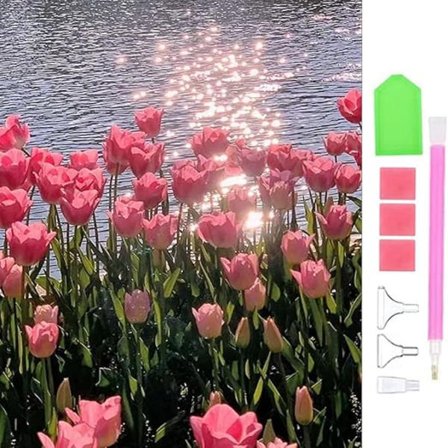 Diamantmaleri Tulipaner (30X40cm), DIY 5D Diamantmaleri Blomster Diamantbroderi Fuld Diamantmaleri Broderisæt Til Rumindretning Hjemmevæg De