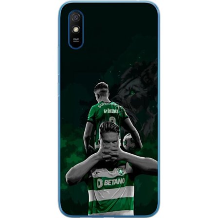 Yhteensopiva Puhelinkuori Xiaomi Redmi 9AT Neonmotiivi, jossa teksti "Gaming is in my DNA" sinisenä ja punaisena tiiliseinällä, jossa loistava DNA-spi