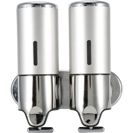 Sølvfarvet vægmonteret dispenser, manuel dispenser til showergel (enkelt kop, dobbelt kop, trippel kop) - CHE