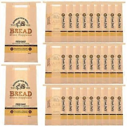 50 stk. papirbrødposer med klart vindue, brødposer, kraftpapir bagerpose med vindue