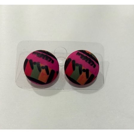 Vintage Röda Clips örhängen med naiv mönster 2.5 cm