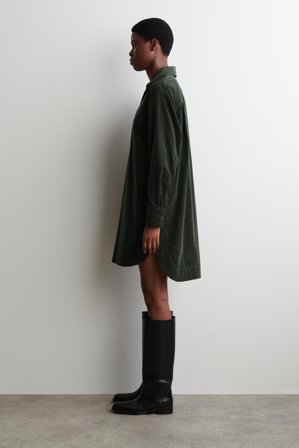 COS Women's Mini Chemisier In Velluto A Coste in Verde