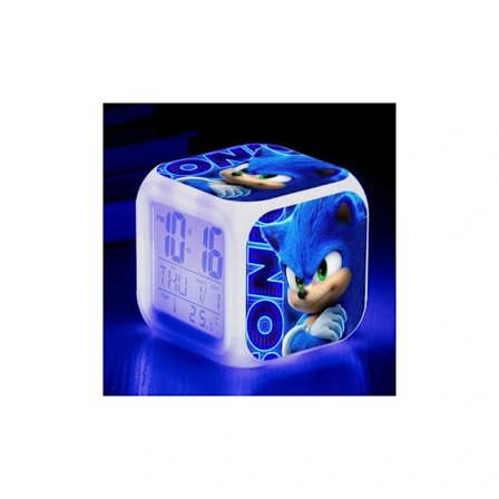 Sonic The Hedgehog Barneklokke for barn med LED-display, skrivebordsklokke med 8 ringetoner (Sonic holder armene)_tfrf