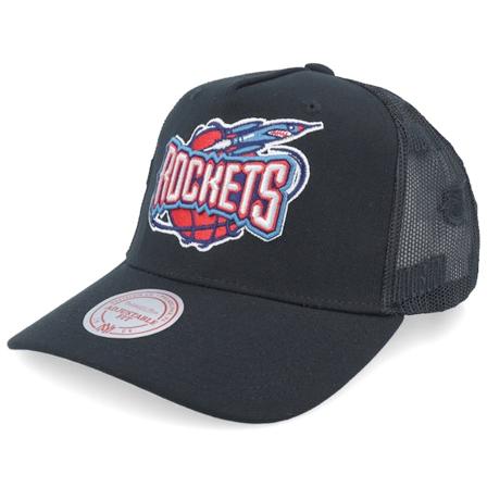 Mitchell & Ness - Houston Rockets Monogram Black A-frame Trucker Trucker Black Cap - NBA @ Hatstore