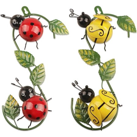 2 stk. Metal Mariehøne Væghæng til Indendørs eller Udendørs Have