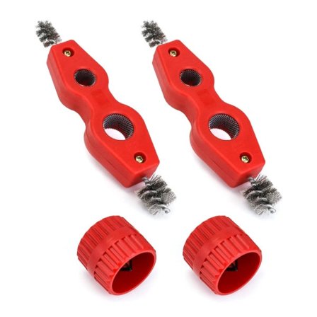 Koppar rör rengörings- och rengöringsset, bestående av 2 koppar rör rengörare och 2 avgradare, för koppar PVC och flexibla stålrör