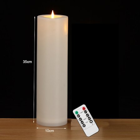 12" x 4" store udendørs stearinlys & timerfjernbetjening Flimrende LED-atmosfærelampe Batteridrevet ægte voks til terrasse veranda