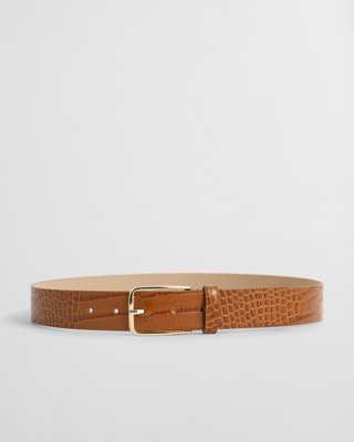 GANT - Croc-Effect midjebelte til dame cognac brown