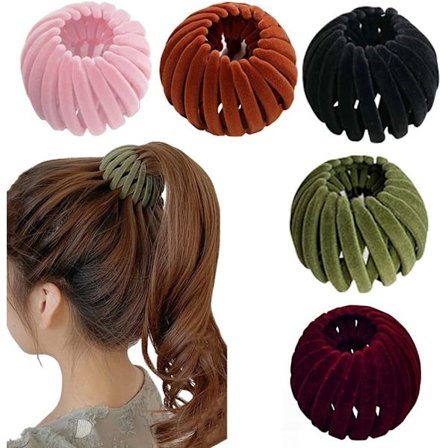 5 kpl linnunpesän muotoiset hiuspidikkeet samettia laajennettava hiussolki poninhäntäpidike hiusleuat pidikkeet nopea hiuspanta työkalu hiustarvikkeet
