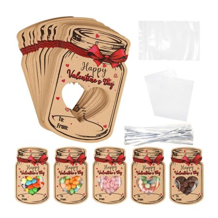 Godisburk Alla hjärtans dag-kort, Alla hjärtans dag-utbyteskort, burkade Glad Alla hjärtans dag-kort, presenter till klassrumsflickor och pojkar på 