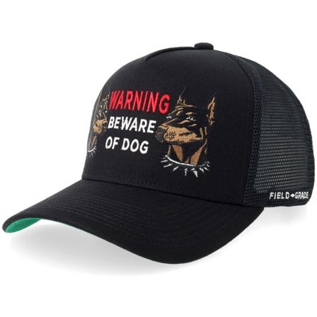 Field Grade - Svart trucker Keps - Beware Of Dog Black Twill Mesh A-frame Trucker @ Hatstore