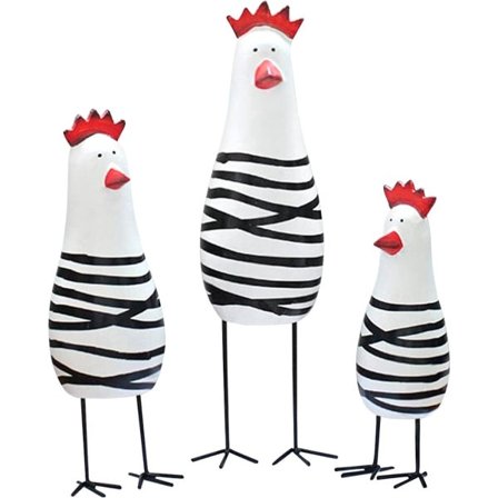 IC Trätupp Köksinredning Statyett Prydnad Heminredning Tillbehör Djurstaty för Vardagsrum Trä Söt Kyckling Chook (Set med 3)