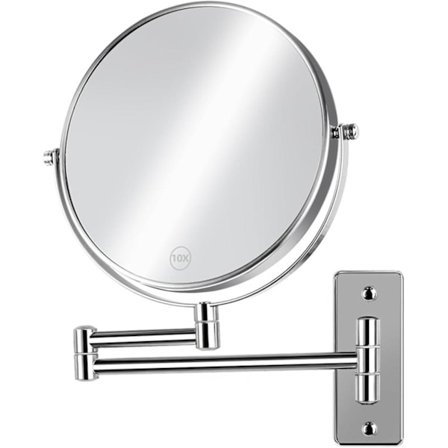8 tommer Makeup Spejl Vægmonteret med 3X Forstørrelse, Dobbeltsidet Makeup Spejl med Arm 360° Drejelig