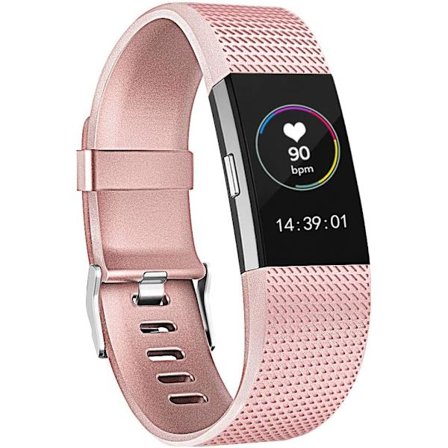 Smartklocka, armband ersättningsband kompatibel med Fitbit charge 2, klassiska och speciella justerbara sportarmband(Rose Gold-L)