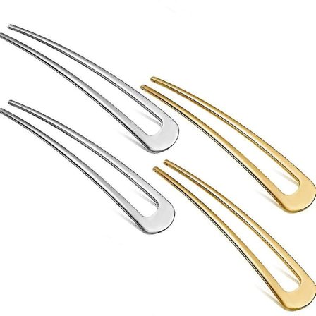 U-formede hårklemmer, brude hårtilbehør hårklemmer hårklemmer retro hårpinner, kvinners frisyre bolle (4 pakke, sølv gull)