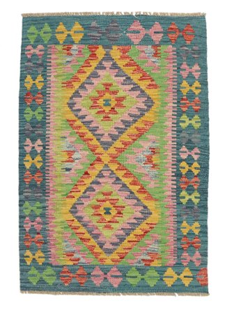 Tessuto A Mano Kilim Afghan Old Style Tappeto 78X119 Di Lana Petrolio Scuro/Grigio Scuro Piccolo