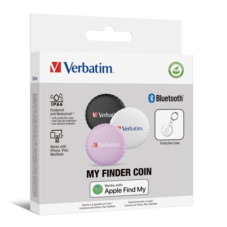 Verbatim MYFC-03BWP My Finder Coin Bluetooth Item Finder 3 pack B&W&P