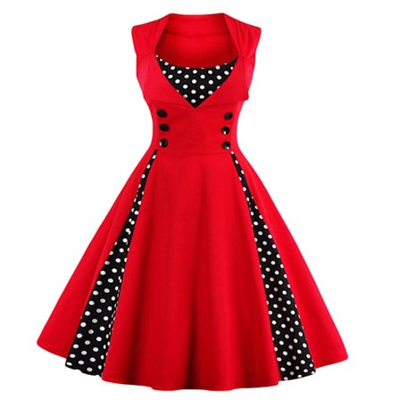 2023 Kvinnors Splicing Swing Kjol Röd