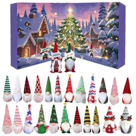 Jul Tomte Adventskalender 2025, 24 dager Jul Adventskalender med 24 Tomter, Jul Nedtellingskalender Gave-FM-