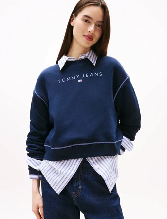 Tommy Jeans Tjw Rlx Crp Stitch Linear Crew - Blue - S