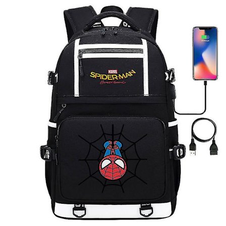 18 Tum Superhjälte Spider Man USB Laptop Ryggsäck För Ungdomsstudenter, Män Och Kvinnor - Stor Kapacitet Resväska