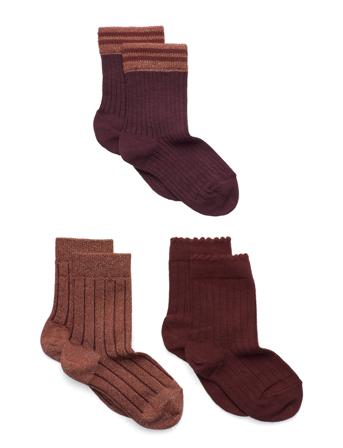 Abby 3-Pack Socks Brown Mp Denmark