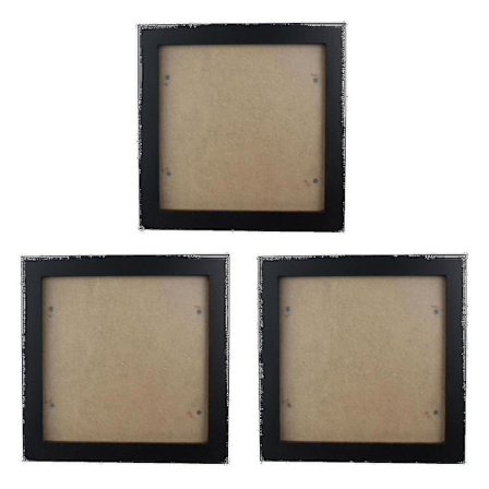 3x Firkantet Tyk Fyrretræ Foto Ramme Vægbillede Ramme (sort, 15,2 cm)