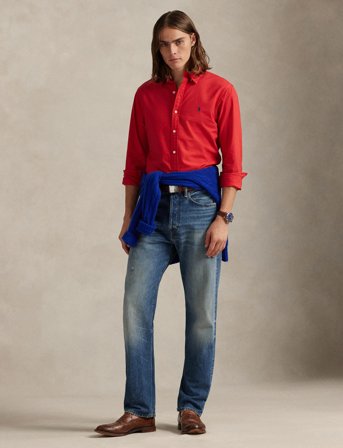 Polo Ralph Lauren Slim Fit Garment-Dyed Oxford Shirt - Red - XL