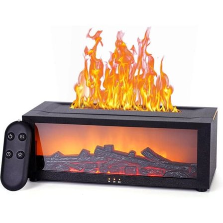 Humidifier with Fireplace Flames & 7-Color LED, Aromatherapy Diffuser with Remote Control