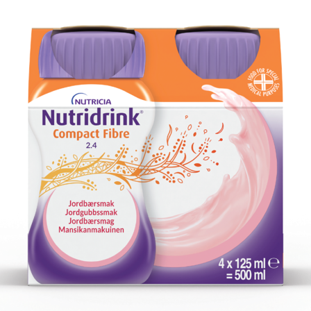 Nutridrink Compact Fibre Næringsdrikk, Jordbær, 4x125 ml