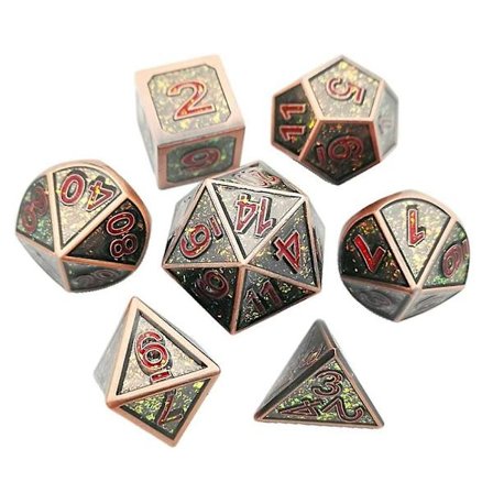 Metalliset monitahoiset noppasarjat D4 D6 D8 D10 D12 D20 Tyyli 1