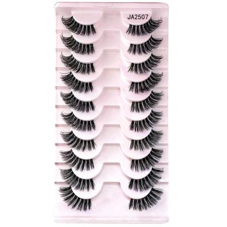 Halvfransar Naturligt utseende Wispy Cat-Eye Fransar 3D lösögonfransar Fluffiga-Mjuka 10 Par syntetiska fibrer falska fransar set G