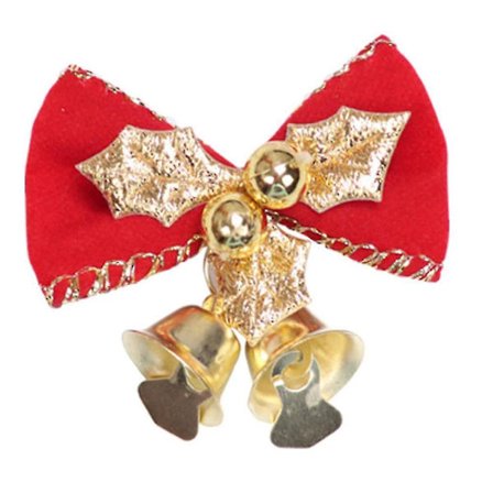 10 stk. Sløjfer med Klokker Dekoration Jul Julefest Træ Ornamenter (1 stk., Gyldent Blad)
