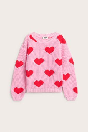 Kappahl | Sydänkuvioinen neulepusero | Vaaleanpunainen