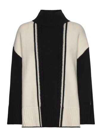Kathleen Contrast Color Cable Knitted Sweater Black Malina