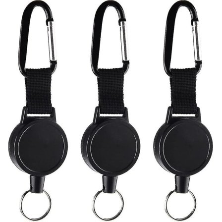 3 st ID-tagg Jojo Heavy Duty Retractable Nyckelring Retractable Nyckelrulle Jojo Nyckelring med 65 cm/25 tum ståltråd, Svart