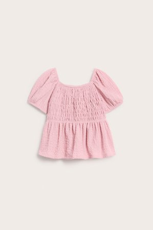 Kappahl | Krinklad topp med smock Ljusrosa 98/104 | Ljusrosa