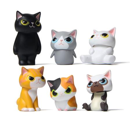 Djurförklädnad Katt - Söt djurdocka med katthuvud, miniatyrfigur 1 set med 6 delar