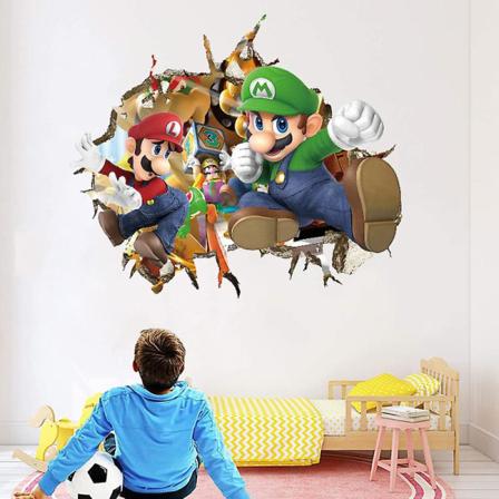 3d Cartoon Super Mario Luigi Wall Sticker Wallpaper til værelsesindretning JBW9553 49*42cm