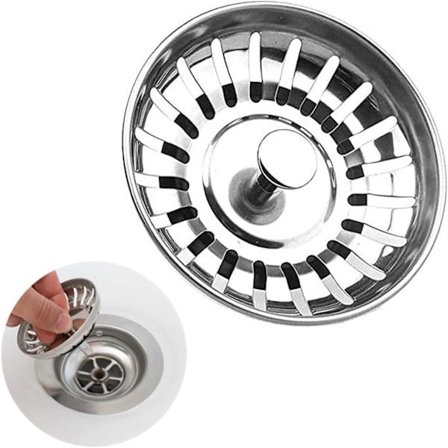 1 kpl keittiön lavuaarin tulppa 78mm, yleismaailmallinen keittiön lavuaarin suodatin, universaali ruostumattomasta teräksestä valmistettu lavuaarin 
