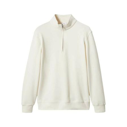 Mango Sweatshirt i bomuld med lynlås foroven Hvid, Herre Sweatshirts