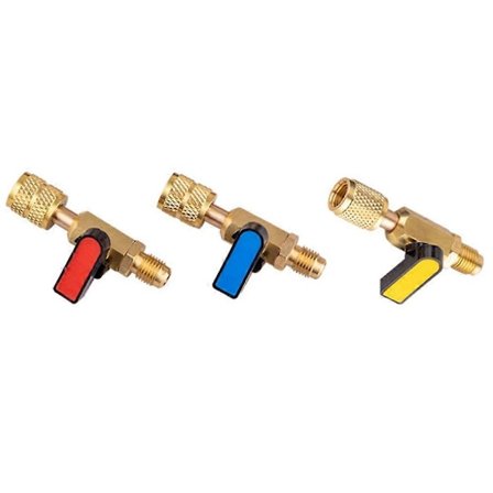 3 kpl Messinki R410A Kylmäaine Suorat Palloventtiilit AC Latausletkut 1/4 tuuman Uros - 1/4 tuumaa / 5/16 tuumaa