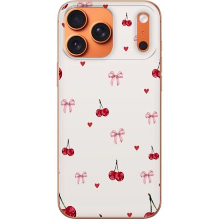 Yhteensopiva Puhelinkuori Apple Apple iPhone 17 Pro Max Kirsikkakuvioiset rusettit ja sydämet suloisessa ja leikkisässä kuosissa vaaleanpunaisina j