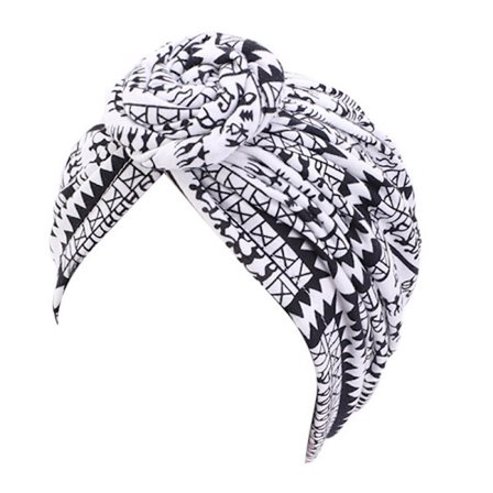 Egypten svart och vit bohemisk vind munk turban mössa knut lock h