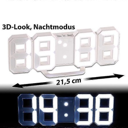 Moderne hjem Vægur Timer 3d Led Digitalt Vægur (Hvid)